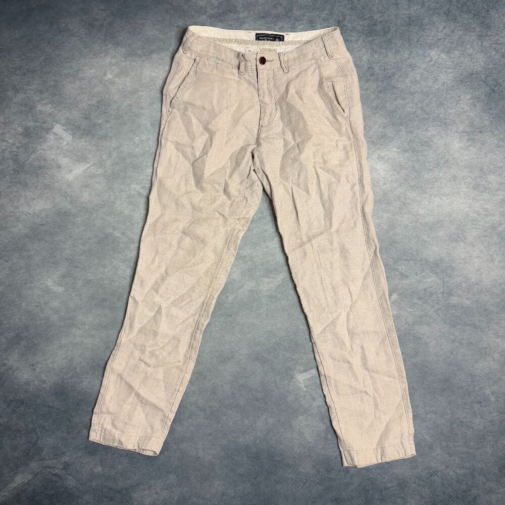 Abercrombie & Fitch Pants Women's Size 28x30 Linen Casual Zip-Fly Beige